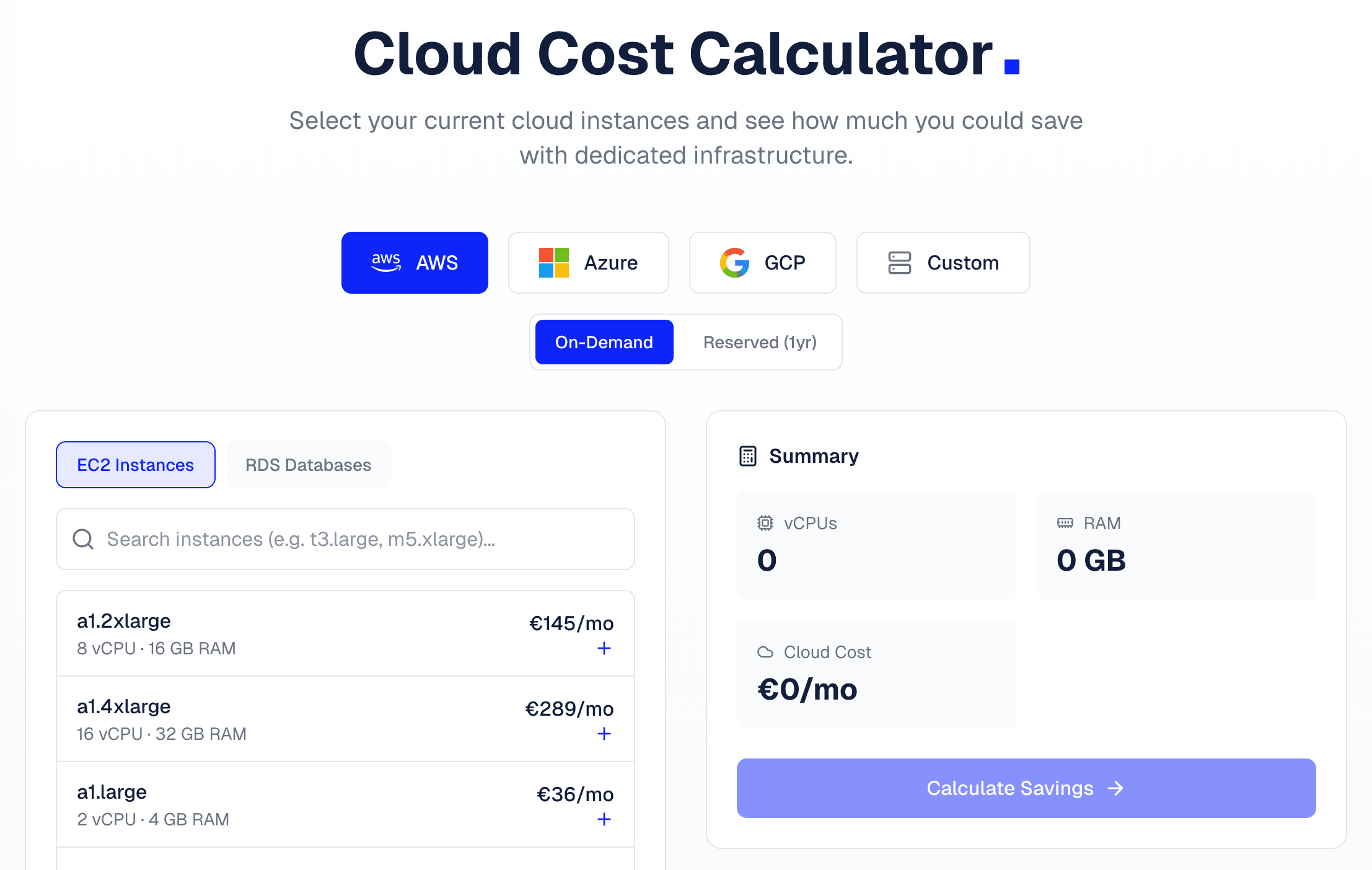 Introducing the OutaCloud Cost Calculator